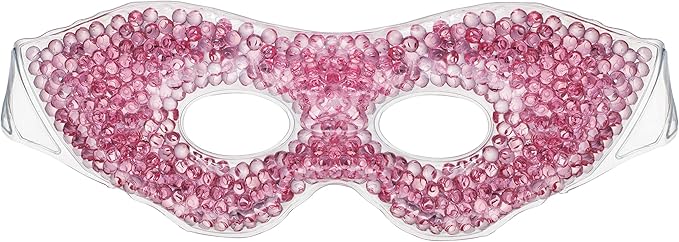 Gel Eye Mask, Pink - Cold Compress Ice Pack with Gel Beads - Microwave Safe for Heat Therapy - Great for Puffy Eyes, Dark Circles, Dry Eyes, Soothing Headaches-Velvo Beauty