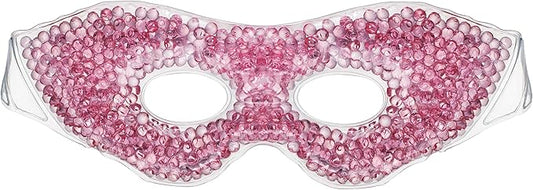 Gel Eye Mask, Pink - Cold Compress Ice Pack with Gel Beads - Microwave Safe for Heat Therapy - Great for Puffy Eyes, Dark Circles, Dry Eyes, Soothing Headaches-Velvo Beauty