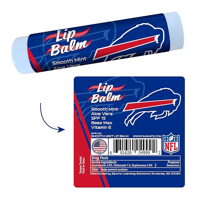 FANMATS 34618 Buffalo Bills Smooth Mint SPF 15 Lip Balm-Velvo Beauty