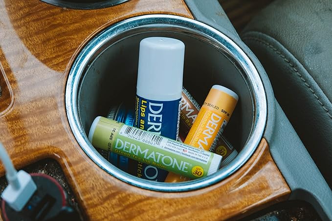 Dermatone Green Tea Lip Balm SPF 30 | Lip Balm with Sunscreen | Moisturizing with Aloe and Vitamin E | Medicated to Soothe & Replenish Chapped and Cracked Lips (Green Tea Lip Balm, 0.15oz Pack of 2)-Velvo Beauty