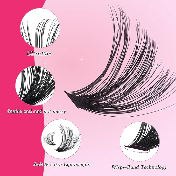Lash Clusters 640PCS - Natural Fluffy Lash Clusters 40D+60D+80D+100D Fluffy Wispy Lash Clusters D Curl Lash Extension 11-18MM Individual Lash Clusters Cluster Eyelash Extensions for Beginners-Velvo Beauty