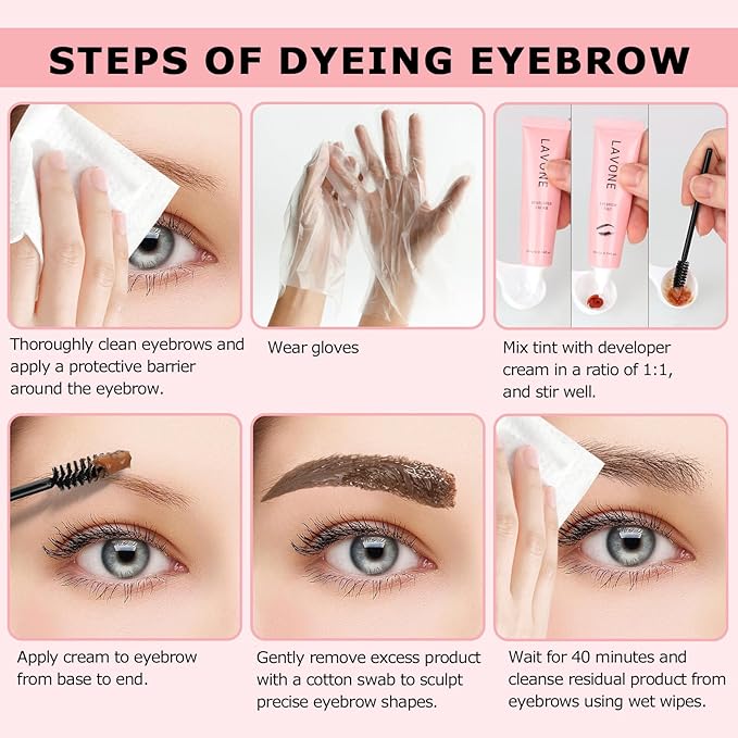 Eyebrow Color Kit with Brow Color & Eyebrow Pencil, 2-in-1 Natural Effects Eyebrow Makeup Set, Easy & Safe to Use 10ml - Black Brown-Velvo Beauty