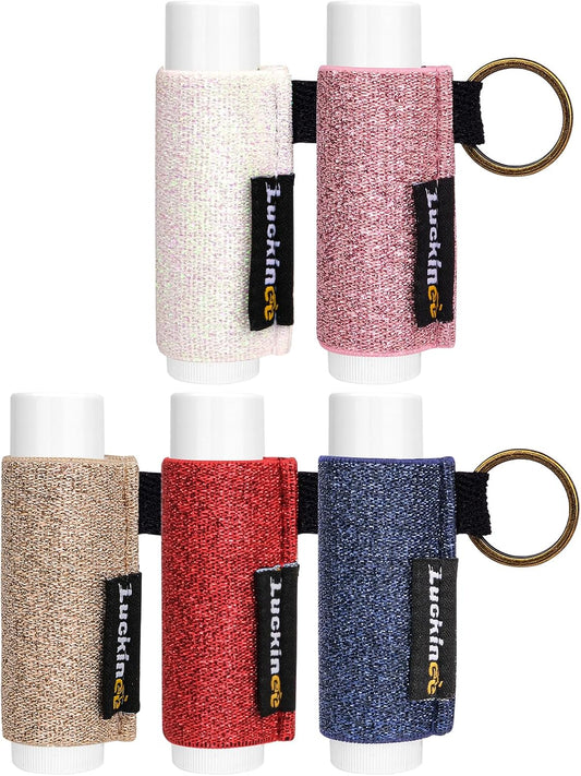 Lip Balm Keychain - Shinny Chapstick & Lipstick Holder - Tight Elastic Holder for Fat & Slim Lip Balms-Velvo Beauty