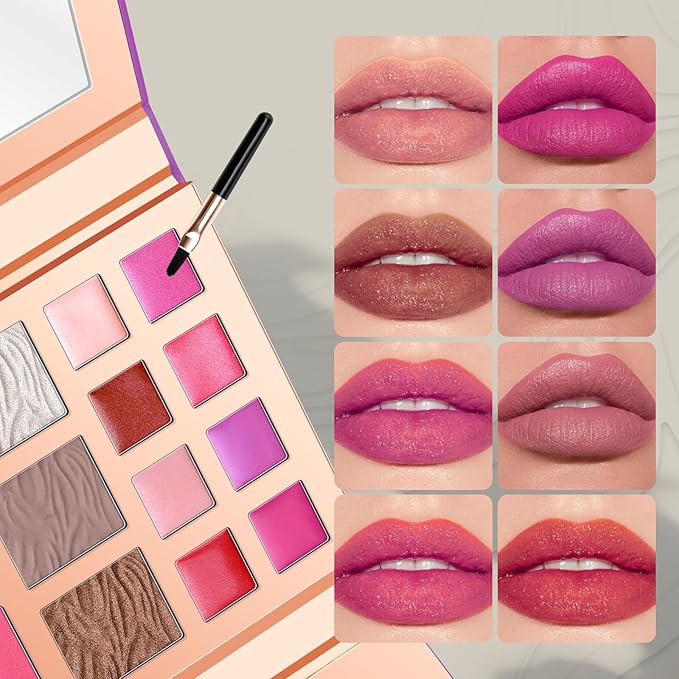 Color Nymph Makeup Kit for Women, All In One Notebook Makeup Palette Set With Mirror for Girls Includes 24 C Eyeshadow Palette,Lipgloss,Face Powder,Blushes (Purple)-Velvo Beauty