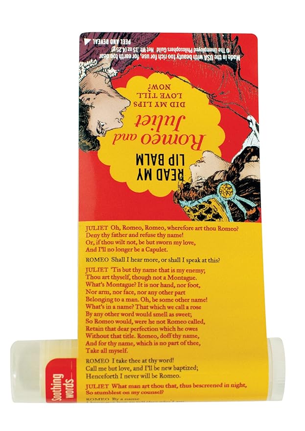 Read My Lips Lip Balm - Full Text of Romeo & Juliet Balcony Scene Under Label, Pear Flavored - Cruelty-Free and Made in the USA from Natural and Imported Ingredients-Velvo Beauty
