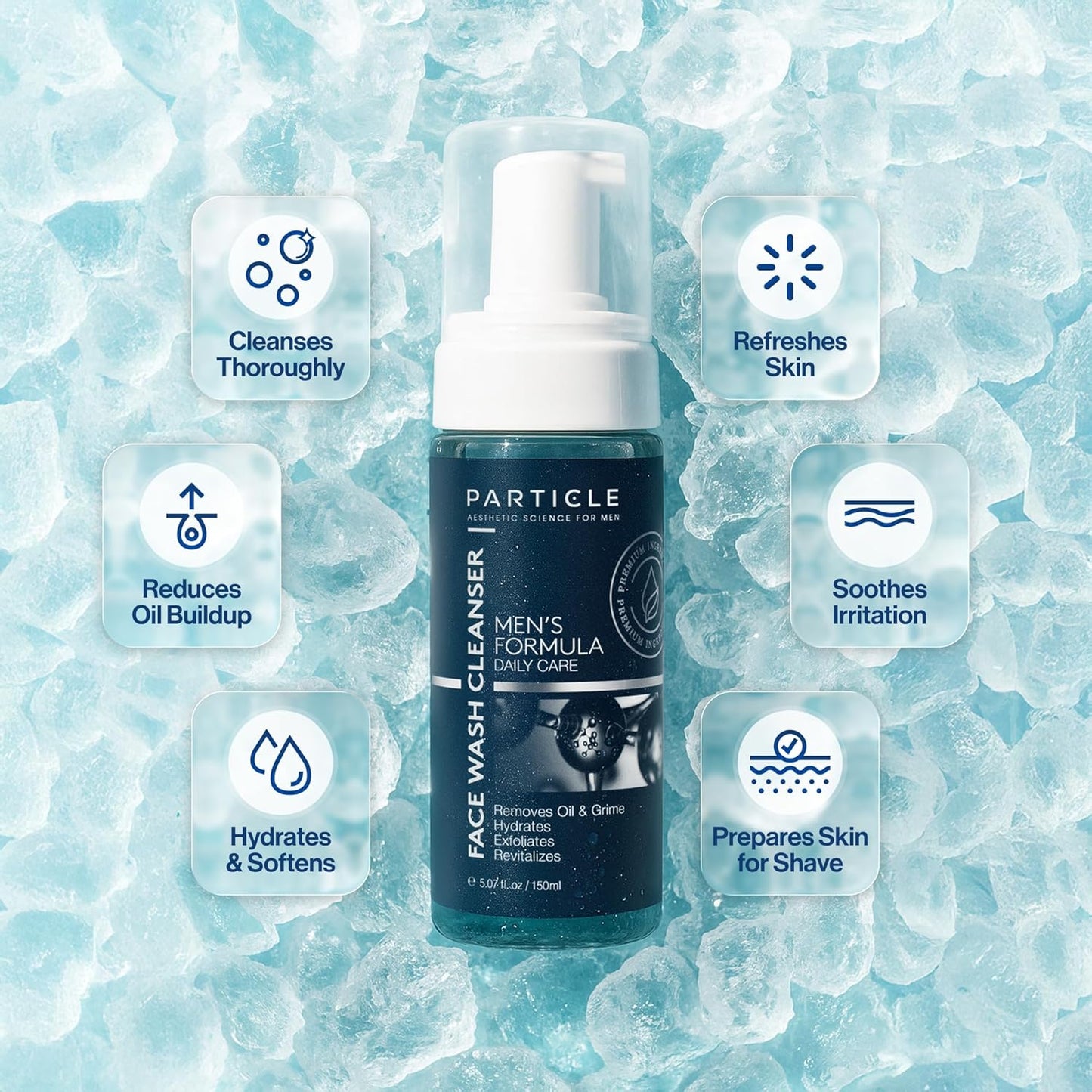 Particle Mens Face Wash - Anti Aging Face Cleanser for Men (5.07 Oz) - Daily Moisturizing Face Wash for Men - Revitalizes, Hydrates & Soothes, All Skin Types & All Ages-Velvo Beauty