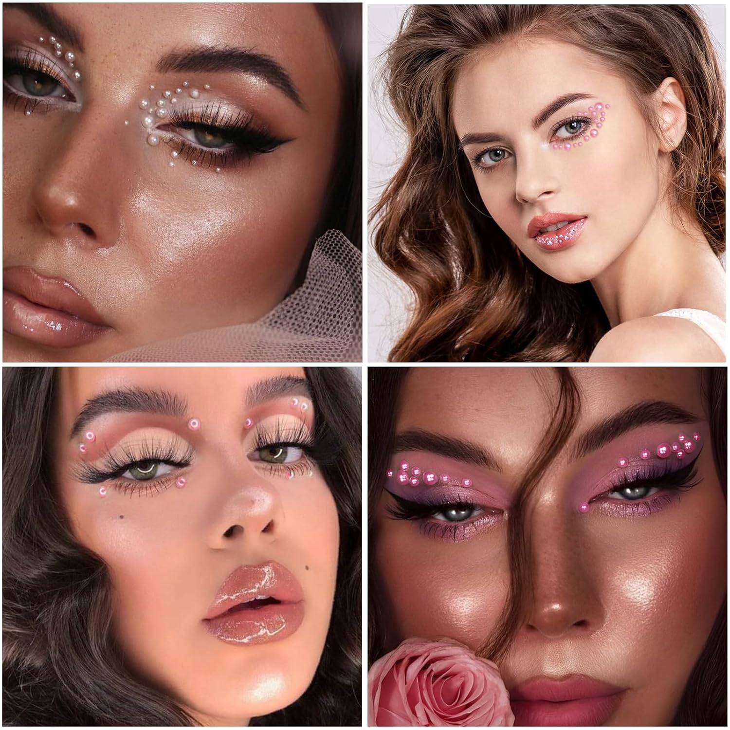 Nail Art Pearls with Glue Gel Flatback Pink Red 4 Colors Nail Charms Pearls Mixed Size 0.03-0.18in Nails Gems Pearl Accessories for Women Nails Design Decoration-Velvo Beauty