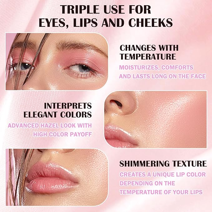 Color Changing Blush,Glitter Color Changing Blusher for Cheeks,Waterproof Lightweight Ph Blush Glossy Makeup,Moisturizing Long Lasting Multi Use Shiny Cheek Face Blush Gel for Women-Velvo Beauty