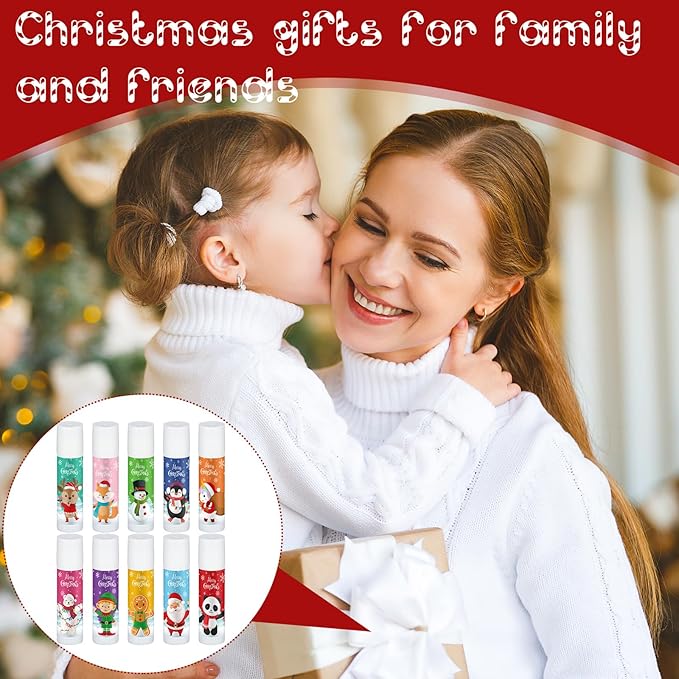 50 Pcs Cute Christmas Lip Balms Gifts Bulk Christmas Stocking Stuffers Holiday Treat Gifts Goodie Christmas Party Supplies for Girls Kids Women Men-Velvo Beauty