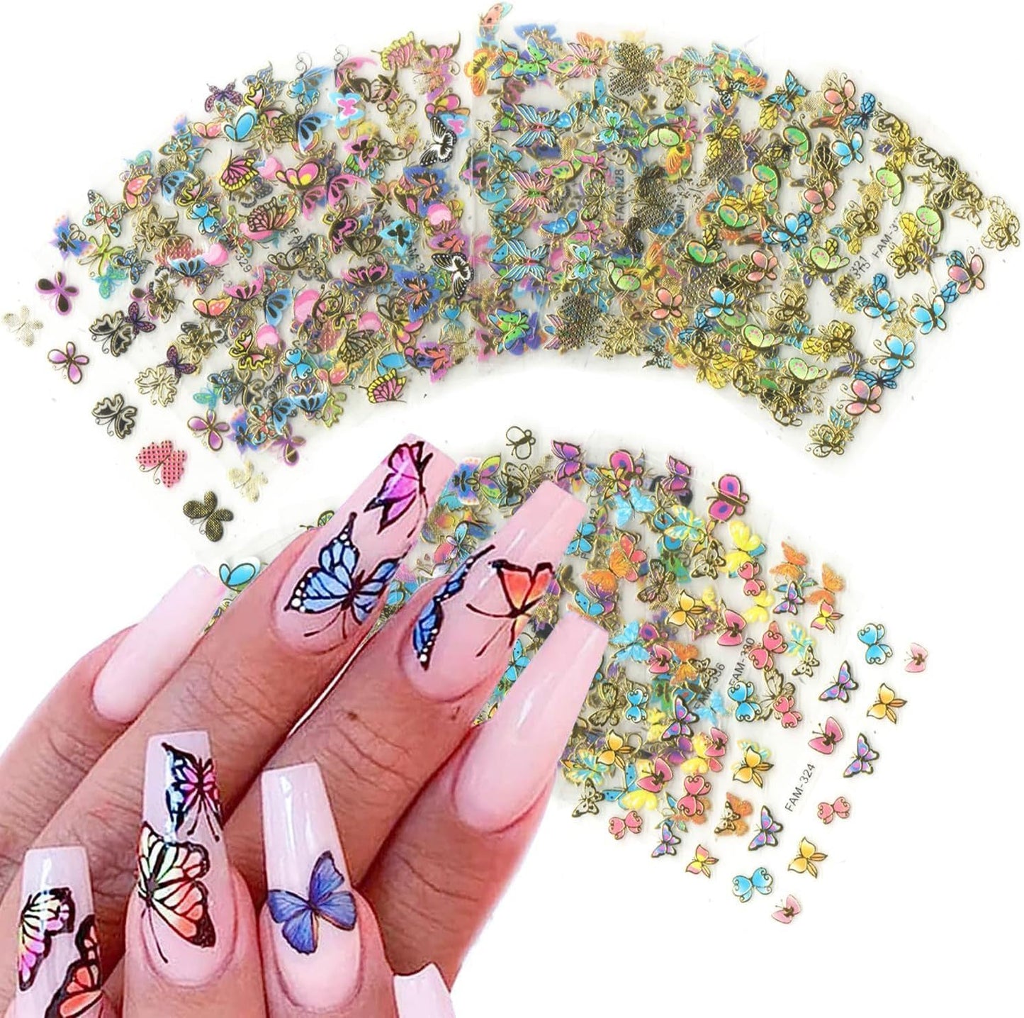 30 Sheets Butterfly Nail Stickers Colorful 3D Self Adhesive Nail Art Charms Sticker Decals for Crafts Supplies Accessories (ST-B)-Velvo Beauty