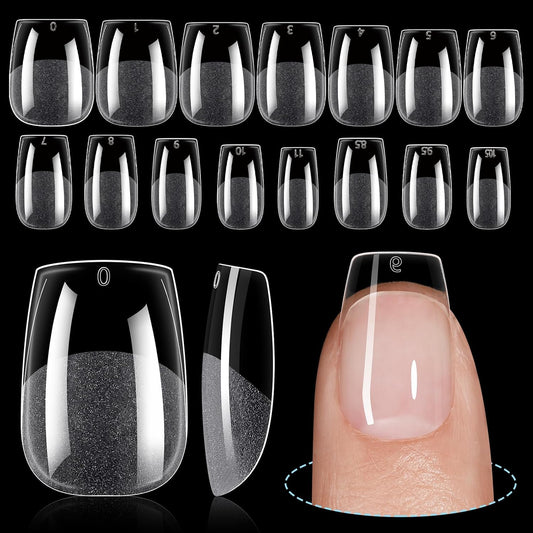 TOMICCA Extra Short Coffin Nail Tips 240Pcs 15 Sizes Full Cover Gel Nails, Soft Acrylic Gel Nail Tips for Nail Extension-Velvo Beauty