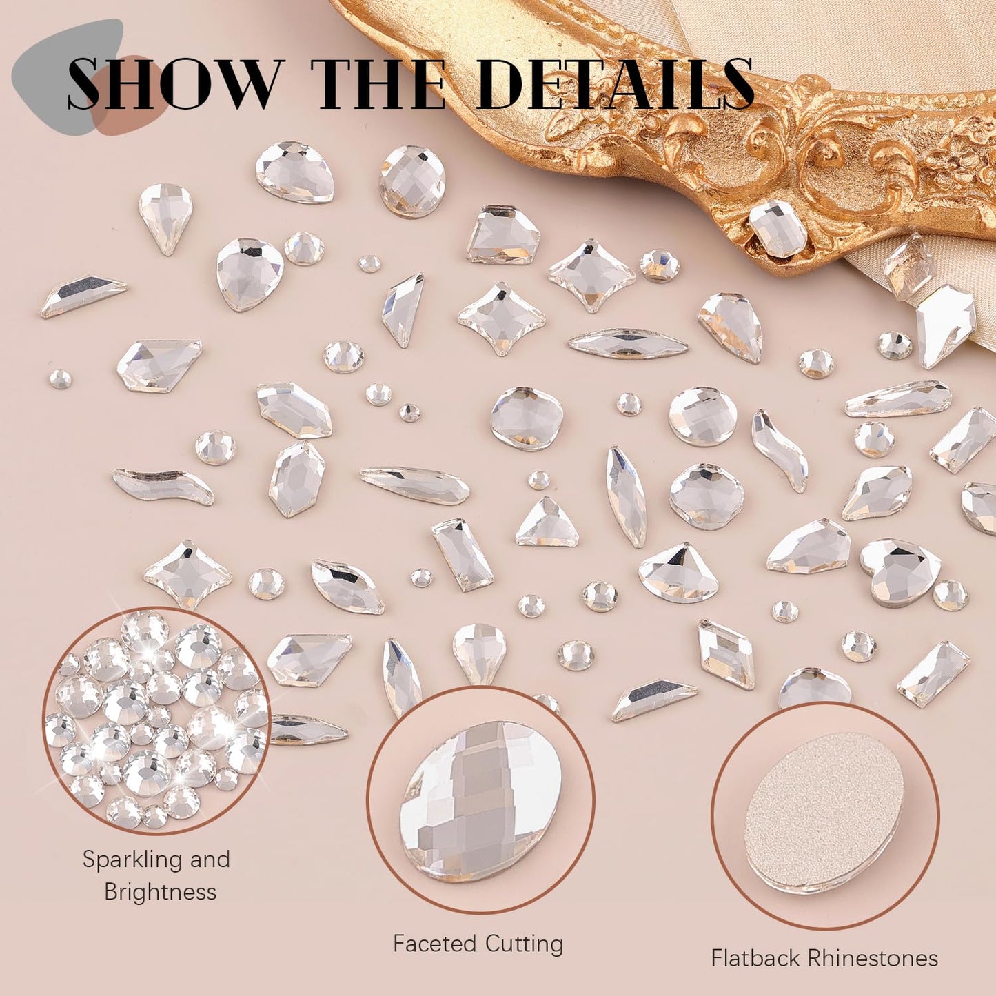 1680Pcs Silver Clear Nail Rhinestones 180Pcs Multi Shapes Glass Flatback Nail Gems + 1500Pcs 1.5-4mm Round Crystal with Rhinestones Glue Gel, Manicure Nail Charms Diamond Gemstones for Nail Art-Velvo Beauty