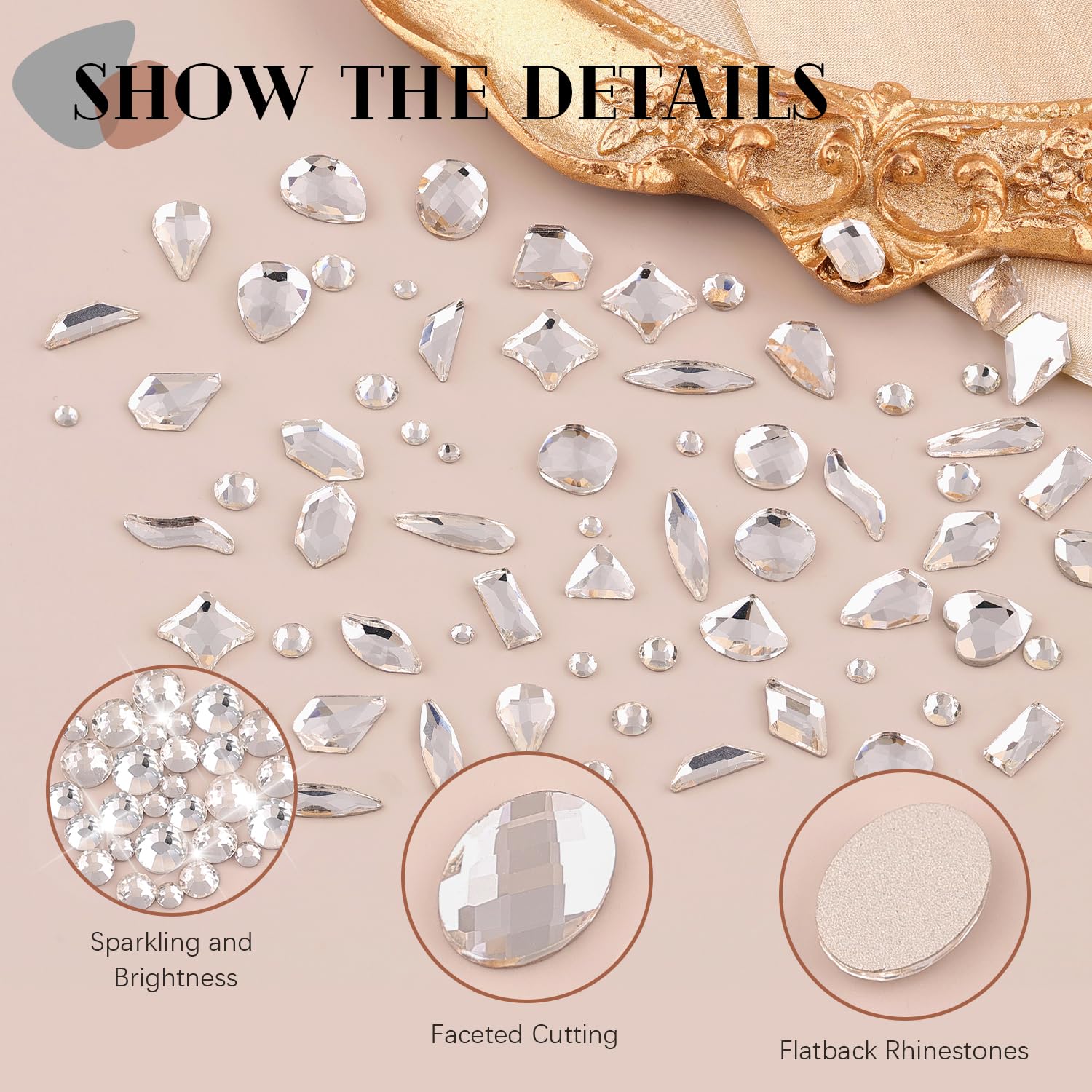 1680Pcs Silver Clear Nail Rhinestones 180Pcs Multi Shapes Glass Flatback Nail Gems + 1500Pcs 1.5-4mm Round Crystal with Rhinestones Glue Gel, Manicure Nail Charms Diamond Gemstones for Nail Art-Velvo Beauty