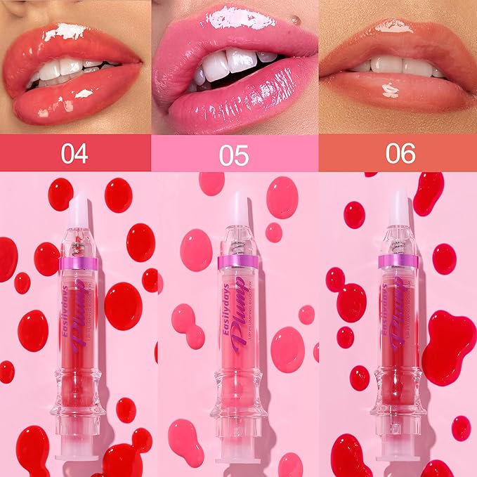 3 Colors Lifter Gloss, Spicy Lip Plumping Booster Lip Glossy Lipstick, Hydrating, Volumizes, High-Shine, Fuller Mirror Lip Glaze, Plump &Pout Lip Plumper for Women Girls, Set #04,05,06-Velvo Beauty