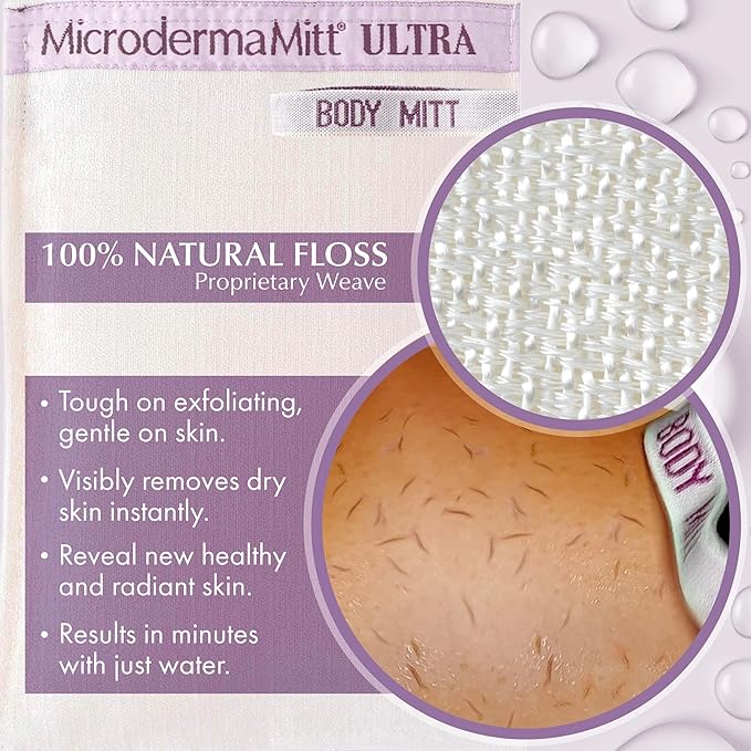 MicrodermaMitt ULTRA Exfoliating Mitt - The Ultimate Deep Exfoliating Body Scrubber Kese Glove – Keratosis Pilaris, Strawberry Skin Treatment, Reduce Ingrown Hair, Turkish Body Scrubber Exfoliator-Velvo Beauty