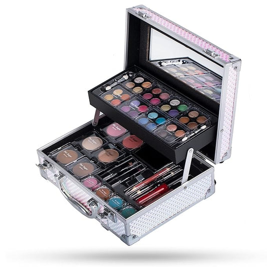Hot Sugar Makeup Kit for Women Full Kit Teen Girls Starter Cosmetic Gift Set with Cute Mermaid Train Case Includes Pigmented Eyeshadow Palette Blush Lipstick Lip Pencil-Velvo Beauty