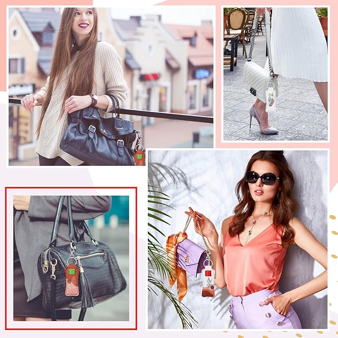 6 Pcs Boho Lip Balm Sleeve Keychain Lipstick Holder Key Chain with Portable Clip Lip Gloss Pouch Keychain for Women Graduation Travel Accessory Stocking Stuffers Gifts-Velvo Beauty