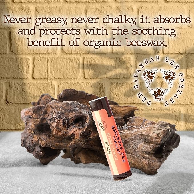 Savannah Bee Lip Balm Hanger 0.15 oz - Invigorating Mint Flavor - Natural Ingredients for Supple, Soft Lips - Convenient Hanger Design (.15 Oz, Peach)-Velvo Beauty