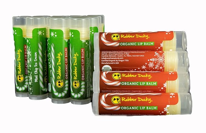 Rubber Ducky Carefree Natural Organic Lip Balm - Instant Hydration & Lip Moisturizer for Very Dry Lips - Vanilla Mint Lip Balm Flavor with Vitamin E - Vegan, Certified Organic Lip Care - 3 Pack-Velvo Beauty