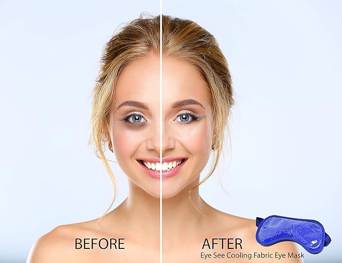 Plush Gel Eye Mask for Puffy Eyes, Blue - Cold Eye mask to Treat Dark Circles, Sinuses, Dry Eyes, and for Allergy Relief - Microwave Safe for Heat Therapy-Velvo Beauty