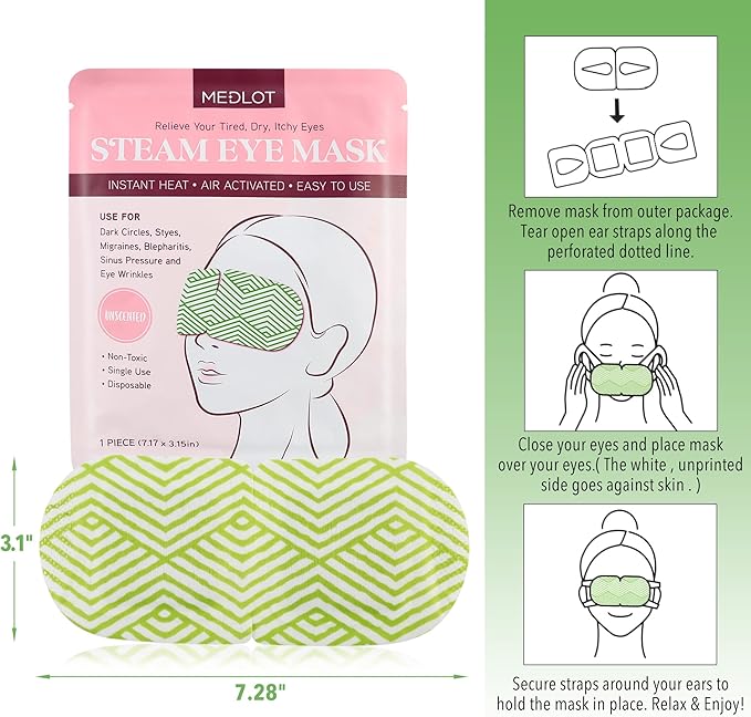 Steam Eye Masks, 20 Packs Heated Eye Mask for Dry Eyes, Puffy Eyes, Dark Circles, Disposable Moist Warm Eye Mask for Sleeping, Relief Eye Fatigue Hot Sleep Eye Mask, Unscented-Velvo Beauty