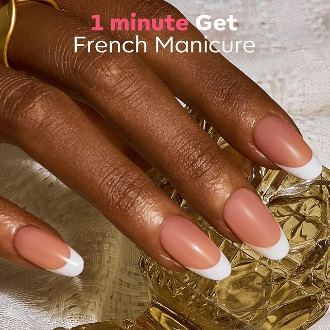 modelones Press on Nails, 150 Pcs French Tip Press on Nails, NailBoxie Brown Short Almond Nail Tips, Soft Gel Nail Tips, Ideal for Wedding, Party, Daily DIY Nail, 15 Sizes (S)-Velvo Beauty