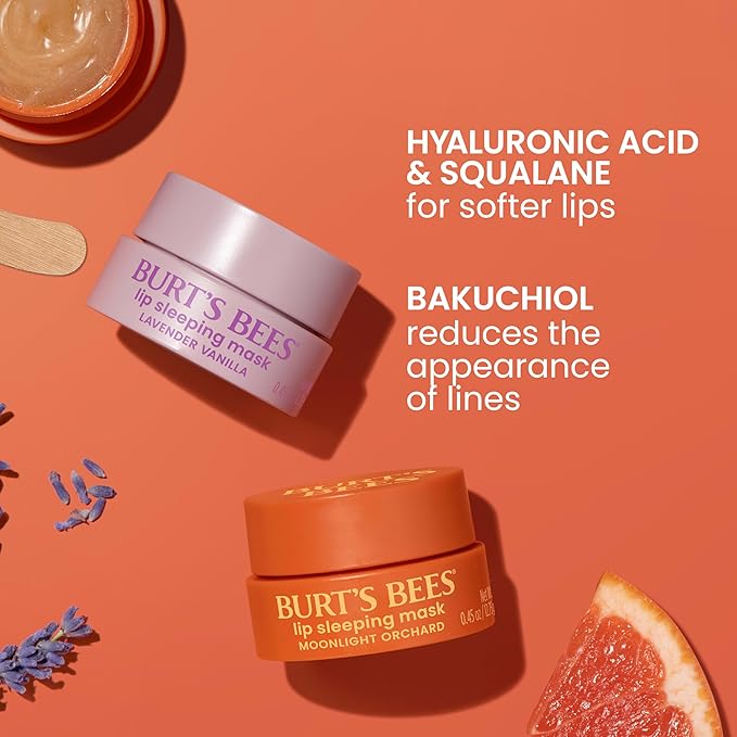 Burt’s Bees Moonlight Orchard Lip Sleeping Mask, With Hyaluronic Acid and Squalane Moisturizer To Instantly Hydrate Lips, Overnight Lip Mask, Lip Treatment, 0.45 oz.-Velvo Beauty