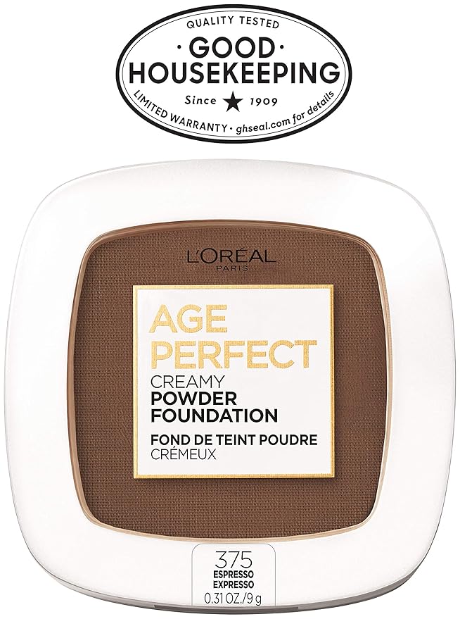 L'Oreal Paris Age Perfect Creamy Powder Foundation Compact, 375 Espresso, 0.31 Ounce-Velvo Beauty