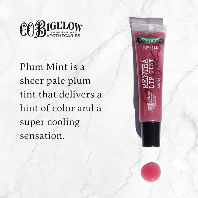 C.O. Bigelow Plum Mint Mentha Lip Tint Trio, Moisturizing Lip Balms for Dry Lips, Light Purple Tinted Lip Gloss, Bulk Lip Balm 3 Pack, 0.5 oz Each-Velvo Beauty
