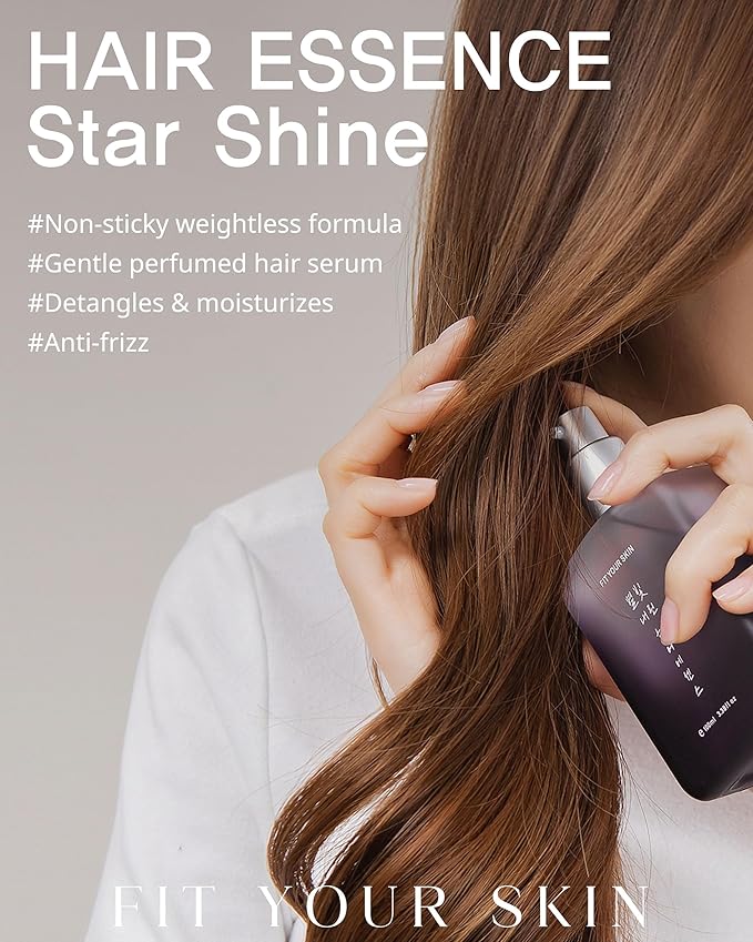 Star Shine Hair Essence - Frizz Control Nourishing Hair Oil Serum for Damaged & Dry Hair - Smooths Ends Adds Shine - Nature Derived Oil & Argan Oil - Floral Musk Scent - 3.38 fl.oz-Velvo Beauty