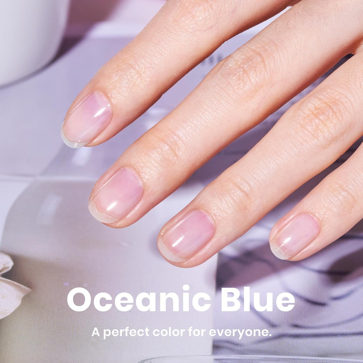 Beetles Nail Strengthener - Oceanic Blue Nail Concealer Air Dry Natural Nail Strengthener and Growth for Damaged Thin Nails Repair Weak Nails Fingernail Strengthening Women Gift 0.51 FL OZ-Velvo Beauty