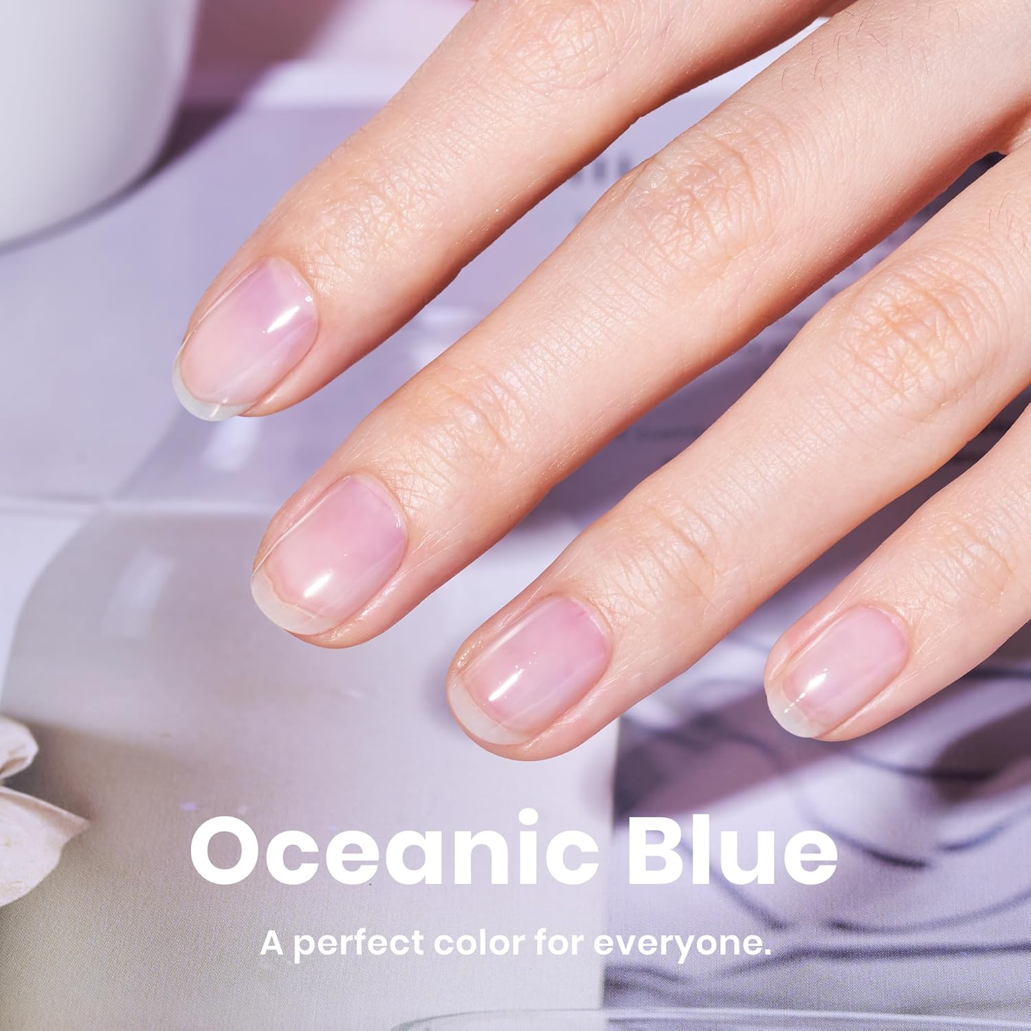 Beetles Nail Strengthener - Oceanic Blue Nail Concealer Air Dry Natural Nail Strengthener and Growth for Damaged Thin Nails Repair Weak Nails Fingernail Strengthening Women Gift 0.51 FL OZ-Velvo Beauty