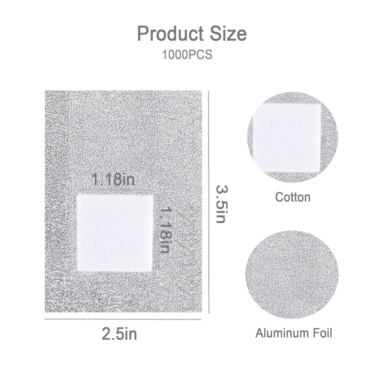 1000PCS Nail Polish Remover Foil Wraps, Nail Polish Remover Wrap with 1.18'' Pre-attached Lint Free Cotton Pads, Foil Wraps Aluminium Soak Off Gel Nail Polish Removal Tool Finger-Velvo Beauty