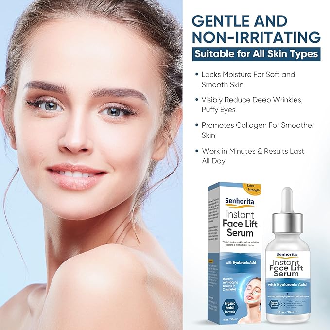 Instant Face Lift Serum, Temporary Skin Lifting & Tightening Serum, Effective Smooth Fine Lines, Wrinkles & Visibly Hide Loose Sagging Skin-Velvo Beauty