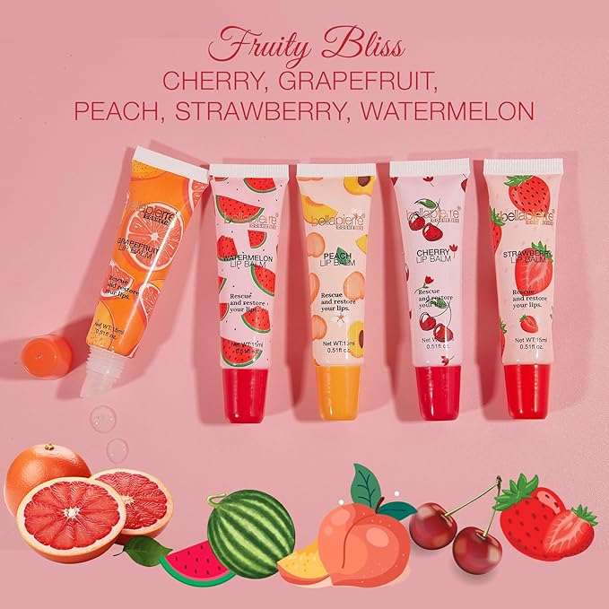 bellapierre Cosmetics 5-Piece Natural Lip Balm Kit | Moisturizing Lip Gloss | Fruit Flavored Liquid Lip Balm Collection-Velvo Beauty