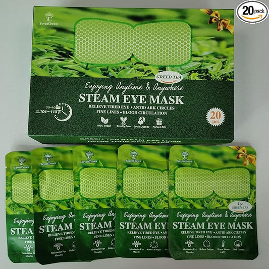 Sleep Mask,Steam Eye Mask for Travel Essentials,Green Tea Warm Compress for Eyes, Heated Eye Mask Reduce Puffiness & Dark Circles & Soothe Tired Eyes,Self Care SPA Relaxation Gifts for Women,20 Packs-Velvo Beauty