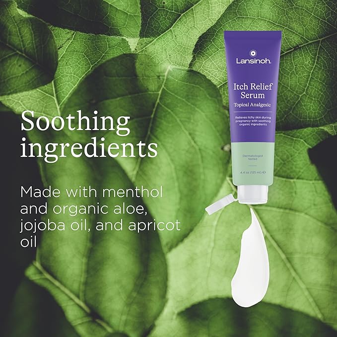 Lansinoh Anti-Itch Serum for Pregnant Moms, Skin Care & Itch Relief Lotion, Safe for First Trimester, Pregnancy Essentials, 4.4 Ounces-Velvo Beauty