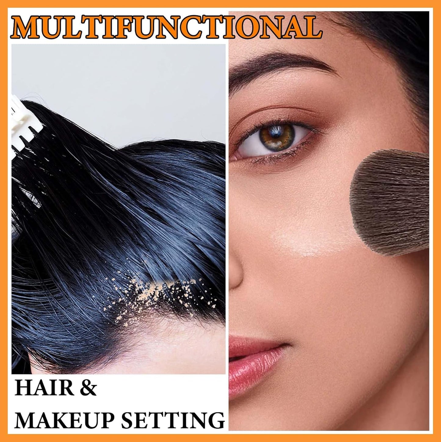 Sunscreen Setting Powder,Warm Change Foundation,Brush Setting Makeup SPF 50 PA++ for All Skin,Moisturizing Loose Face Powder with Sunscreen Brush-Velvo Beauty