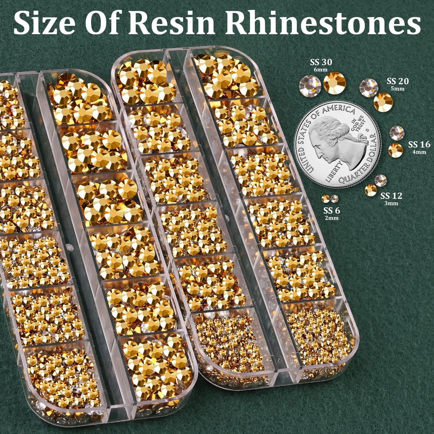 Resin Rhinestones for Crafting with B7000 Jewelry Glue, 2 Boxes Gold Flatback Crystals with 3Pcs 10ml Glue for Bedazzling Crafts DIY Nail Art Makeup，Non Hotfix Gems for Clothing Shoes-Velvo Beauty