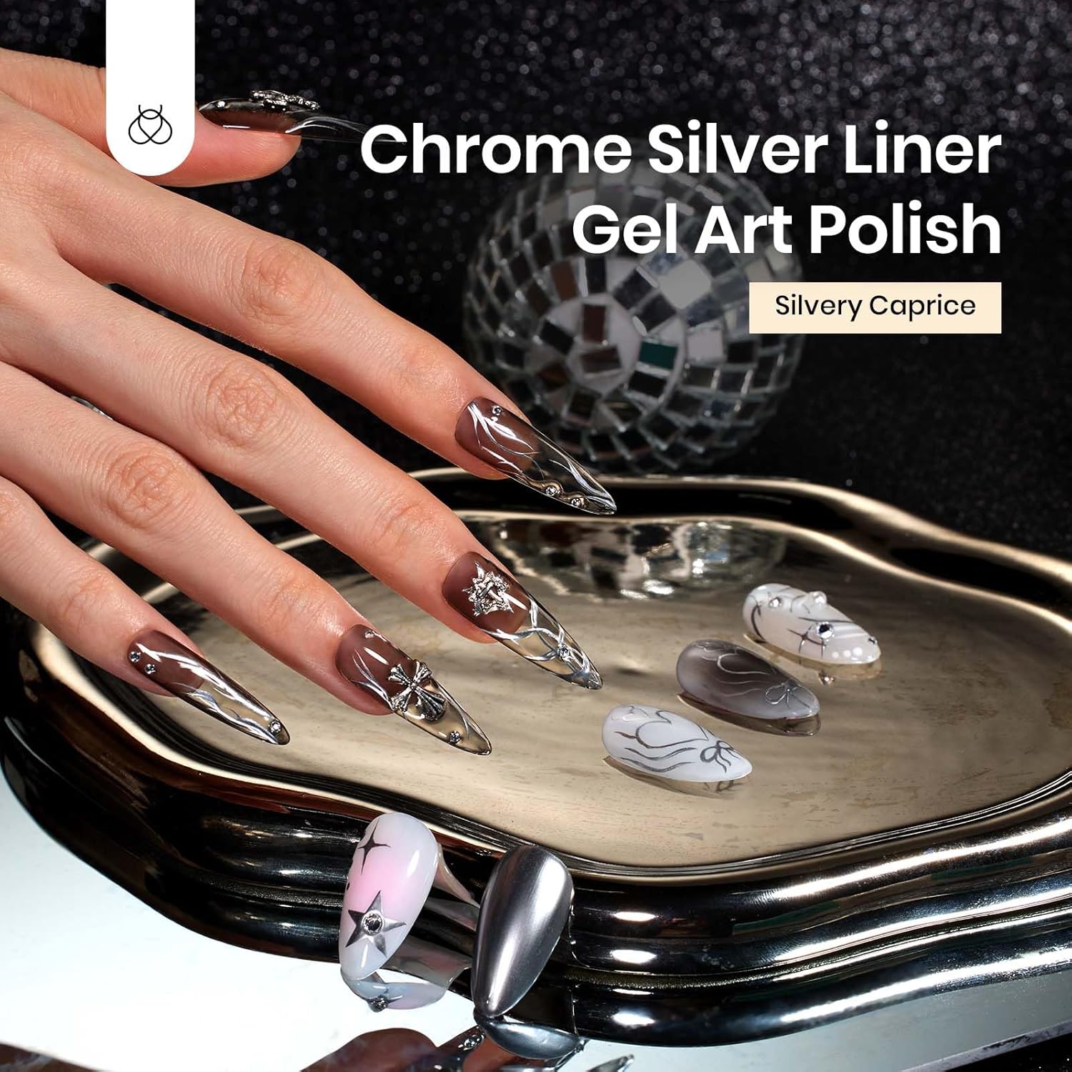 Beetles Metallic Silver Liner Gel Nail Art 7ml French Tip Gel Nail Polish 3D Mirror Chrome Effect Metal Painted Pens for Thin French Swirl Line Nail Art Polish Soak off Uv Lamp Manicure Salon-Velvo Beauty