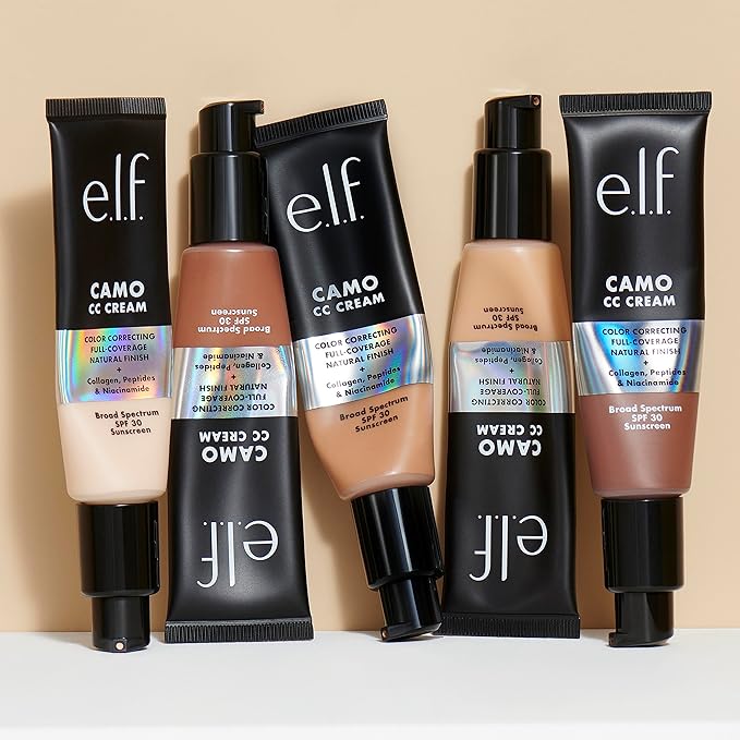 e.l.f. Camo CC Cream, SPF 30 Color-Correcting Medium-To-Full Coverage Face Foundation, Delivers An Airbrushed Finish, Vegan & Cruelty-Free, Deep 560 C-Velvo Beauty