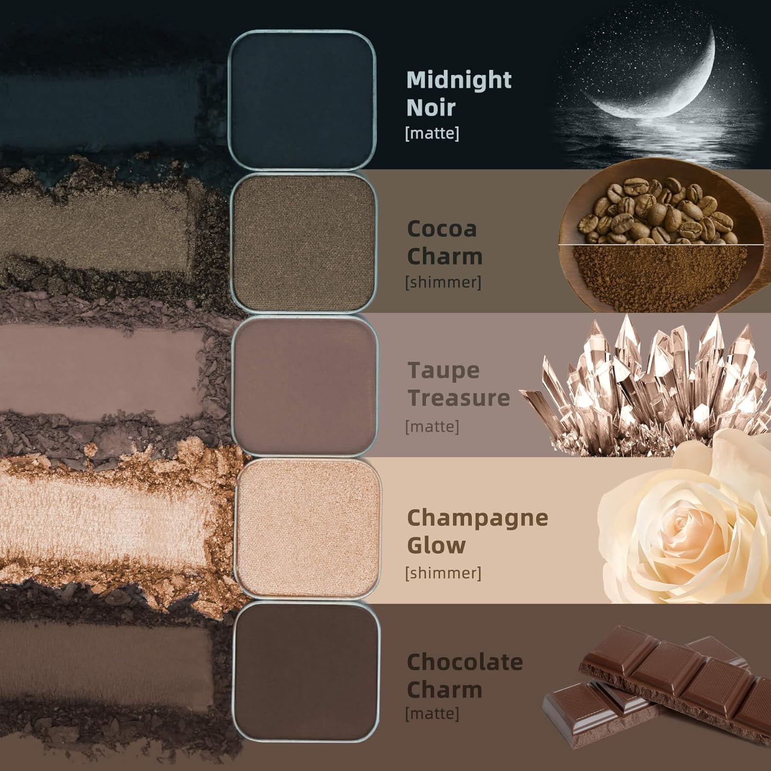 Magnetic Single Shimmer Bronze Eyeshadow with Metal Pan, Pressed Powder Refill, Ideal for Smoky Eye Makeup and DIY Empty Magnetic Palette (Cocoa Charm)-Velvo Beauty