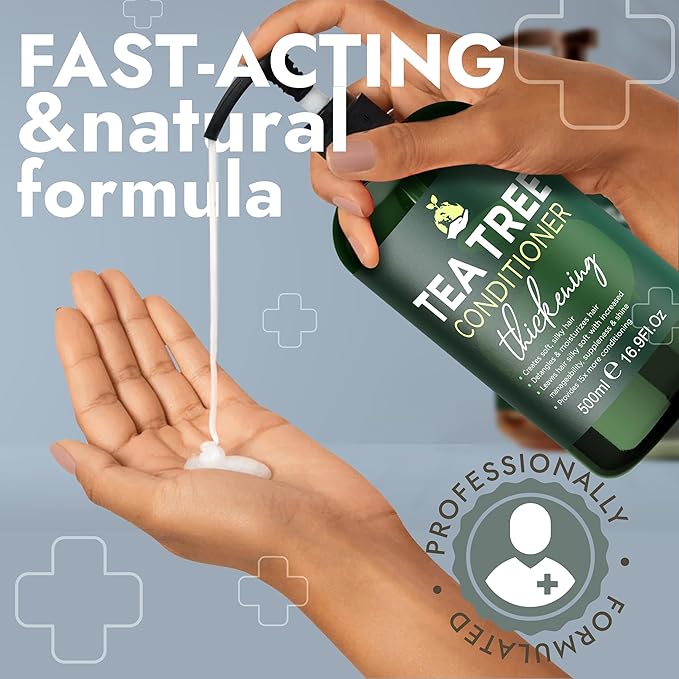 Tea Tree Shampoo & Conditioner Set | Thinning Hair Loss Treatments for Men and Women | Soothes Itchy Scalp & Dandruff | Boosts Hair Growth & Reduces Hair Loss | Sulfate & Paraben Free-Velvo Beauty