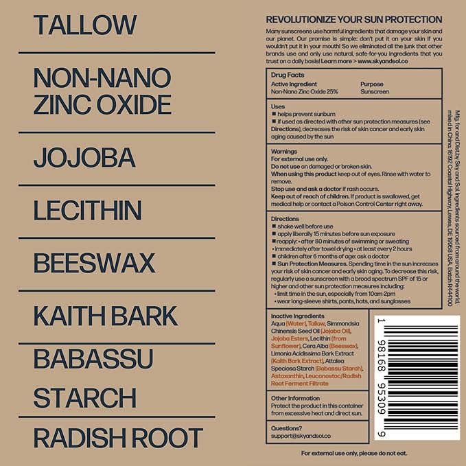 Mineral Sunscreen SPF 50 | With Grass-Fed Tallow & Zinc Oxide | Non-Greasy Formula for Face & Body | Made Without Reef-Harming UV Filters | 3 oz (85 g)-Velvo Beauty