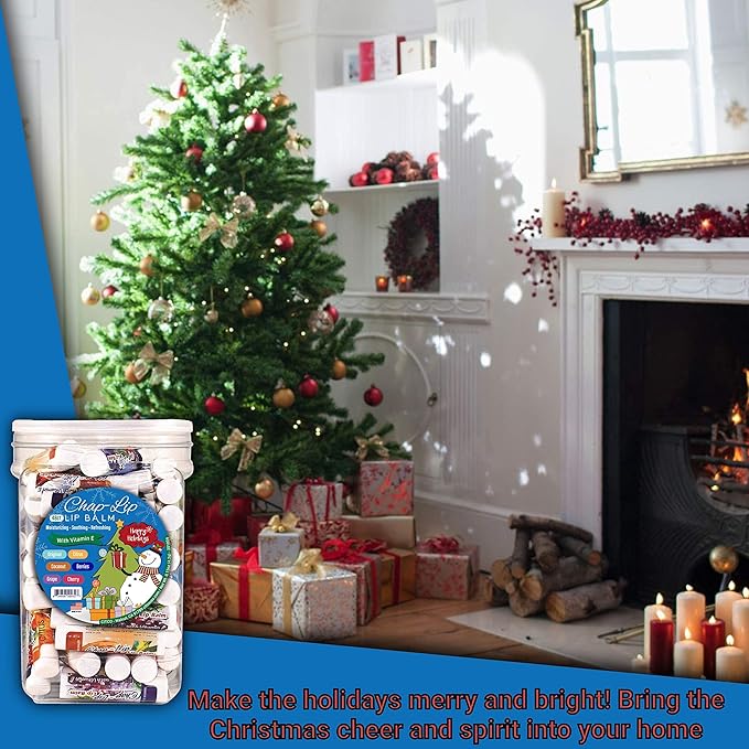 Chap-Lip Vitamin E Lip Balm - Moisturizing Lip Therapy with Coconut Oil in 6 Flavors, 48 Count Holiday Jar-Velvo Beauty