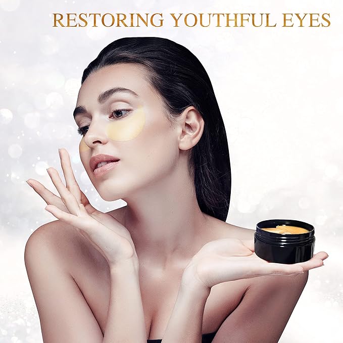 Under Eye Masks - 24K Gold Under Eye Patches for Puffy Eyes and Dark Circles - Under Eye Treatment, Fine Lines & Puffiness, 30 Pairs Collagen Eye Gel Pads for Personal Care-Velvo Beauty