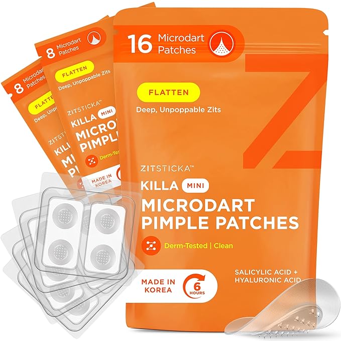 ZitSticka Killa Pimple Patches for Face - World's Most Potent Pimple Patch with Fast-Acting Microdarts - Starts Working within 6 Hours for Deep, Early-Stage Zits - Mini 16 Count-Velvo Beauty