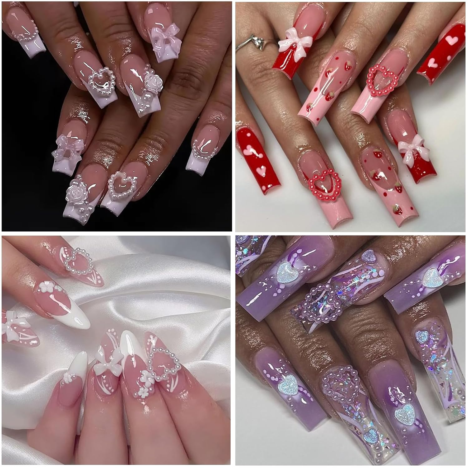 Nail Art Charms Flatback Nail Pearls Rhinestones with Rhinestones Glue Gel Flower Butterfly Nails Gems Supplies Accessories Clear Rhinestone for Women Nails Design Decoration-Velvo Beauty