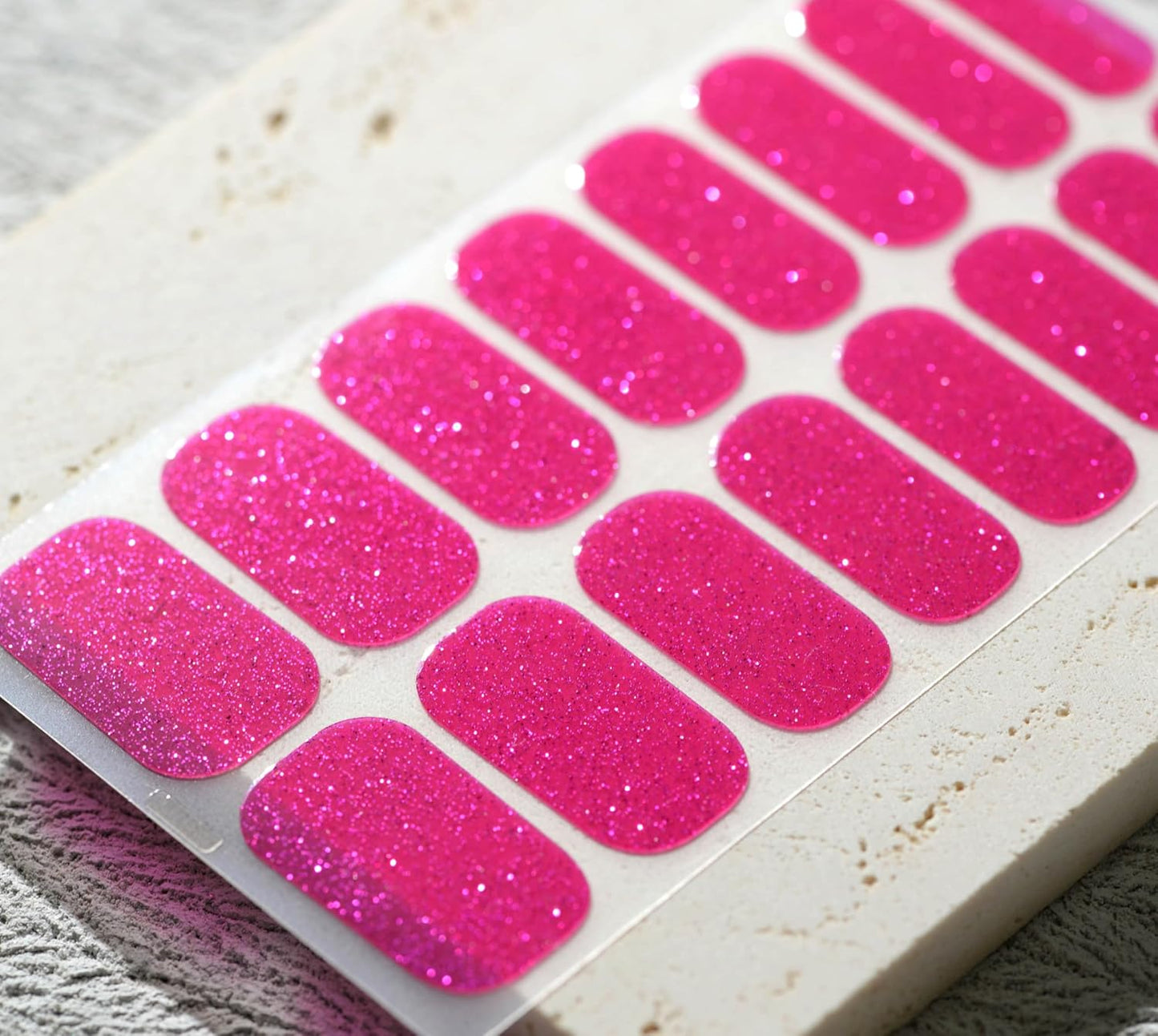 Nail Polish Strips, 32PCS Salon Quality Wraps, Long Lasting Gel Nail Stickers for Women Easy Apply& Remove (Fuschia Box Pink)-Velvo Beauty