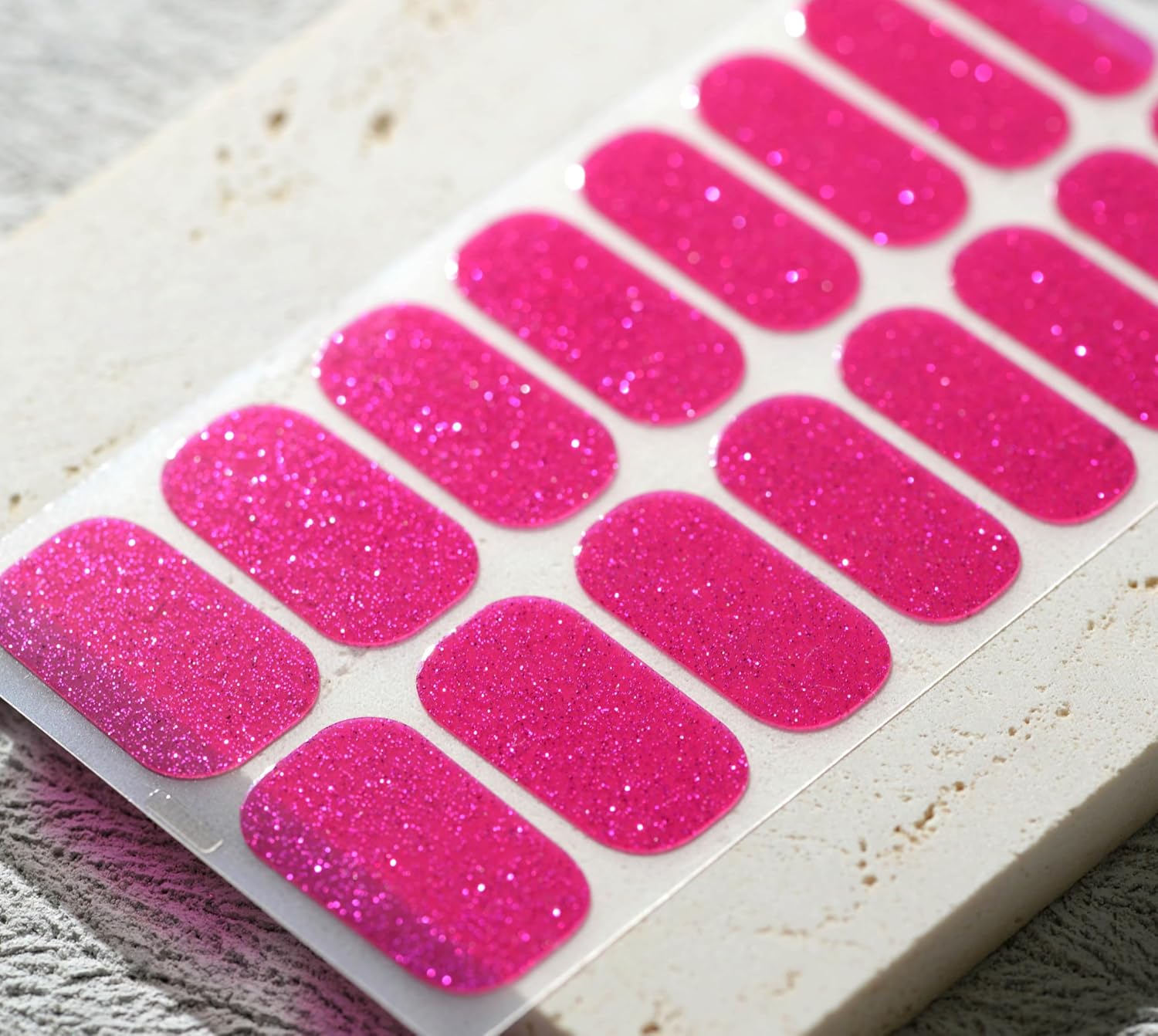 Nail Polish Strips, 32PCS Salon Quality Wraps, Long Lasting Gel Nail Stickers for Women Easy Apply& Remove (Fuschia Box Pink)-Velvo Beauty